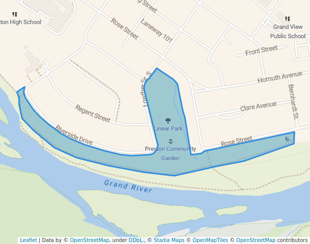 walking in Linear Park map in Cambridge