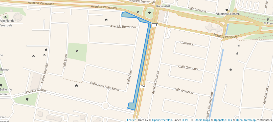 walking in Paseo Los Artistas map in Barquisimeto