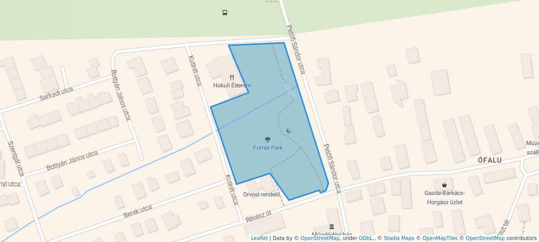 walking in Forrás Park map in Balatonakali