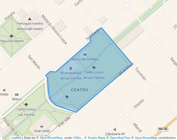 walking in Centro civico de Las Varillas map in Las Varillas