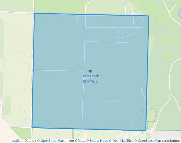 walking in Clear Creek OHV Park map in Milton