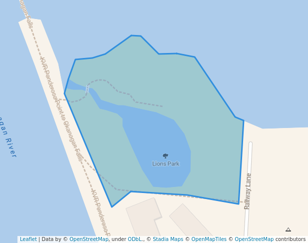 walking in Lions Park map in Kaleden