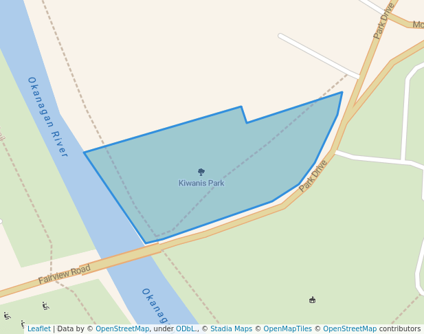 walking in Kiwanis Park map in Oliver