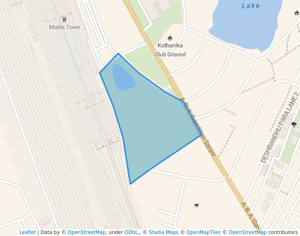 walking in Railway Park map in Malda