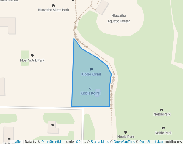 walking in Kiddie Korral map in Hiawatha