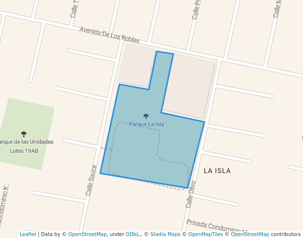 walking in Parque La Isla map in San Pablo de las Salinas