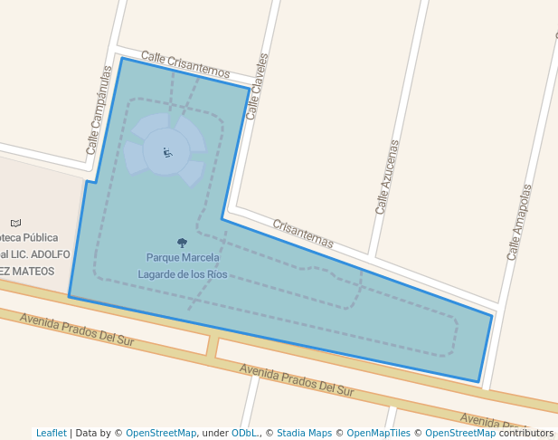 walking in Parque Marcela Lagarde de los Ríos map in San Pablo de las Salinas