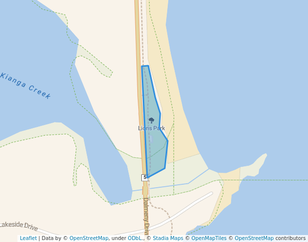 walking in Lions Park map in Kianga