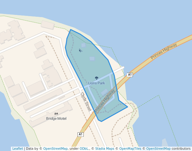 walking in Lions Park map in Batemans Bay