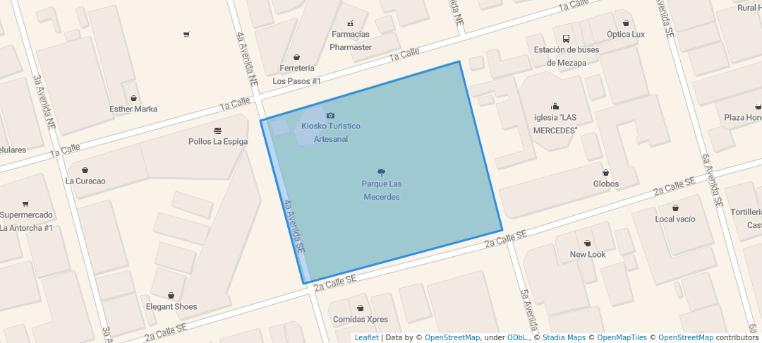 walking in Parque Las Mecerdes map in El Progreso