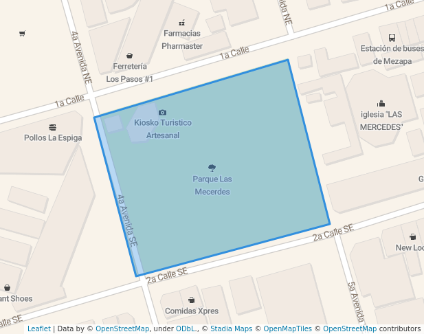 walking in Parque Las Mecerdes map in El Progreso