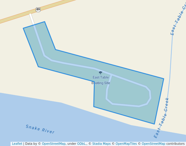 walking in East Table Boating Site map in Alpine