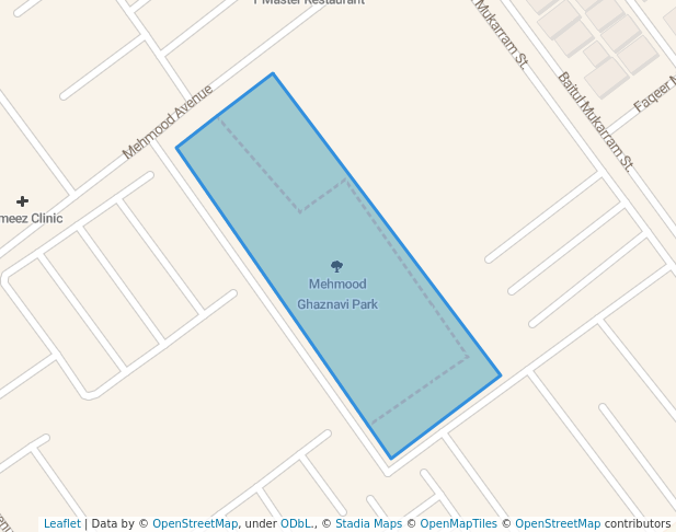 walking in Mehmood Ghaznavi Park map in Karachi