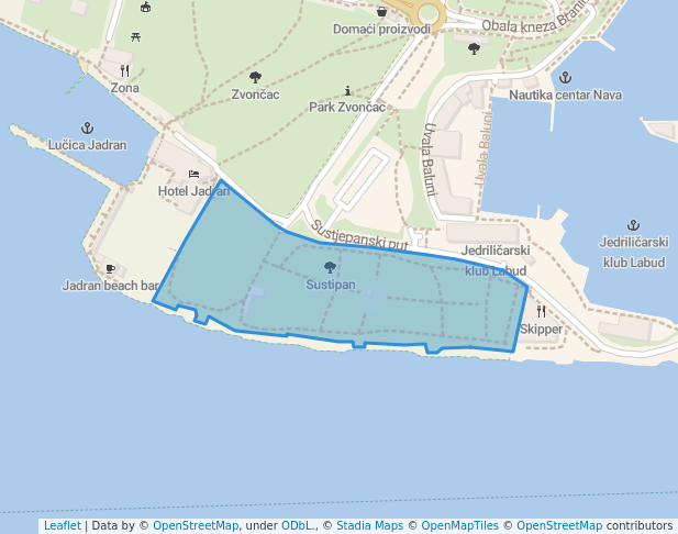 walking in Sustipan map in Split