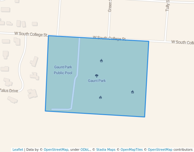 walking in Gaunt Park map in Yellow Springs