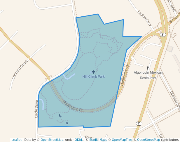 walking in Hill Climb Park map in Algonquin