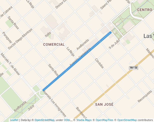 walking in Paseo del caminante map in Las Varillas