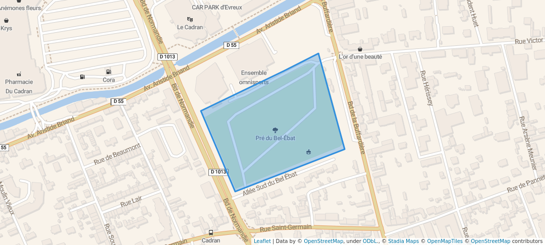 walking in Pré du Bel-Ébat map in Évreux