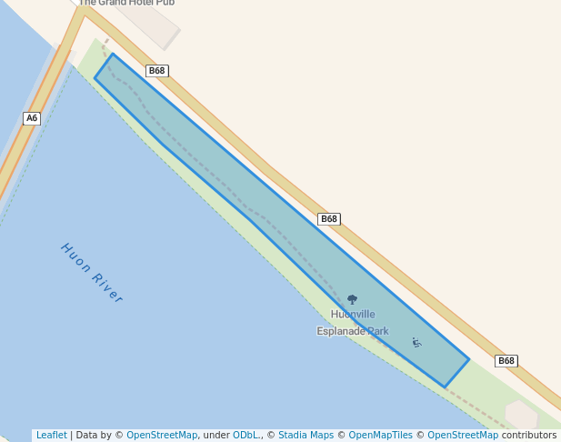 walking in Apex Park map in Huonville