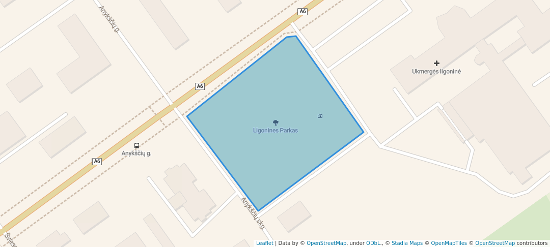 walking in Ligonines Parkas map in Ukmergė