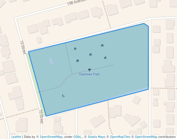 walking in Eastview Park map in Coaldale
