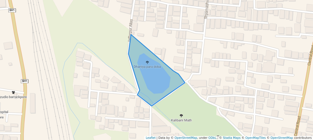 walking in Dhaniya para doba map in Barrackpore