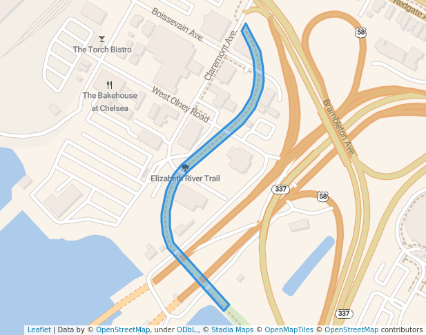 walking in Elizabeth River Trail map in Norfolk