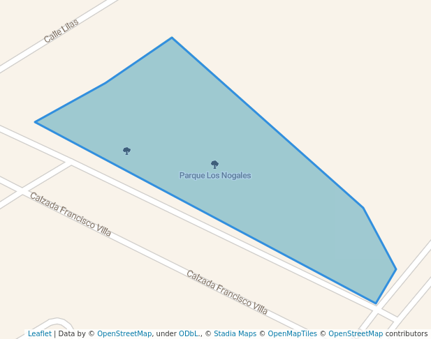 walking in Parque Los Nogales map in Pedro Meoqui