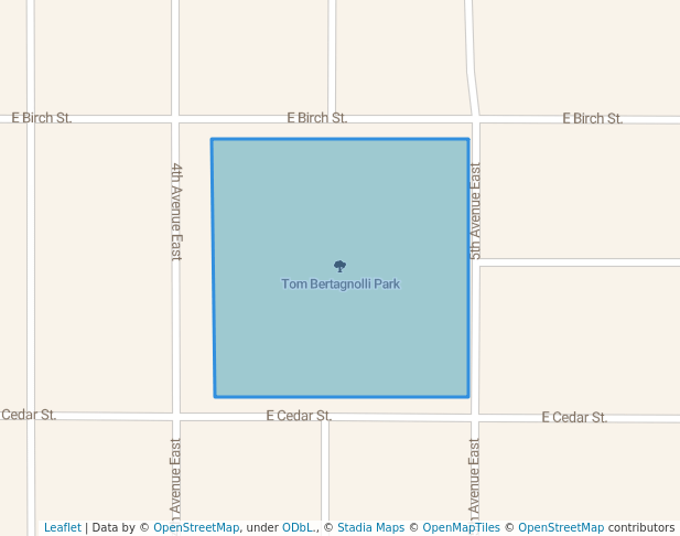 walking in Tom Bertagnolli Park map in Three Forks