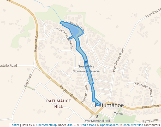 walking in Searle Drive Stormwater Reserve map in Patumahoe