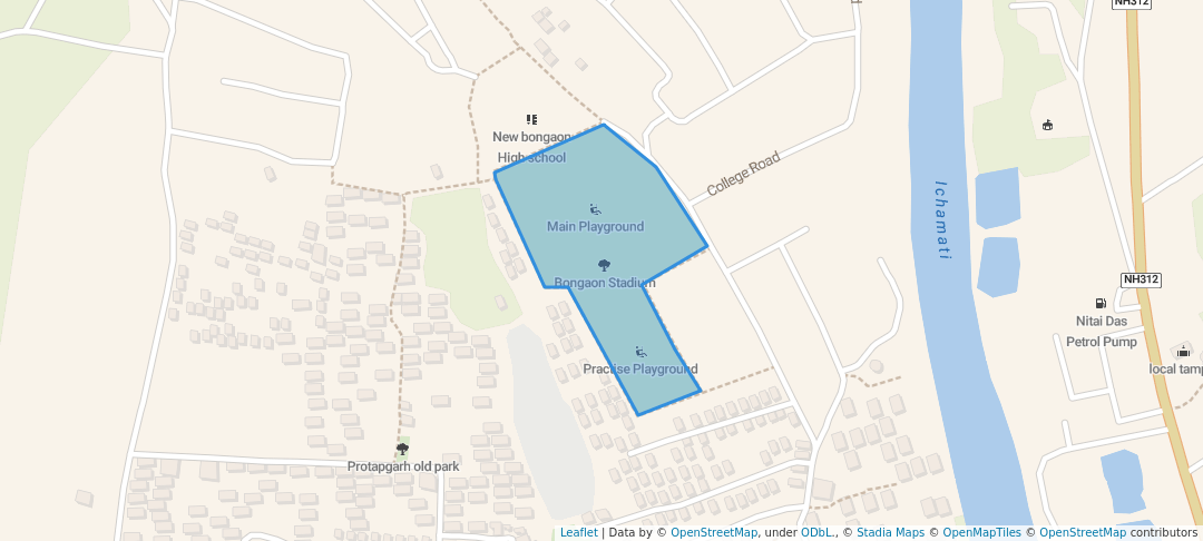 walking in Bongaon Stadium map in Bangaon