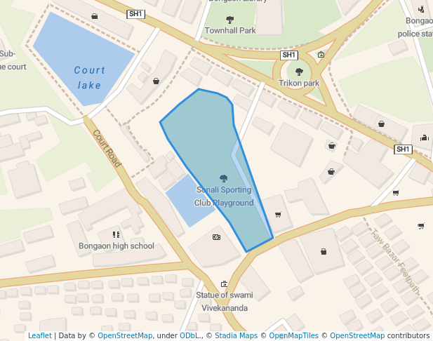 walking in Sonali Sporting Club Playground map in Bangaon