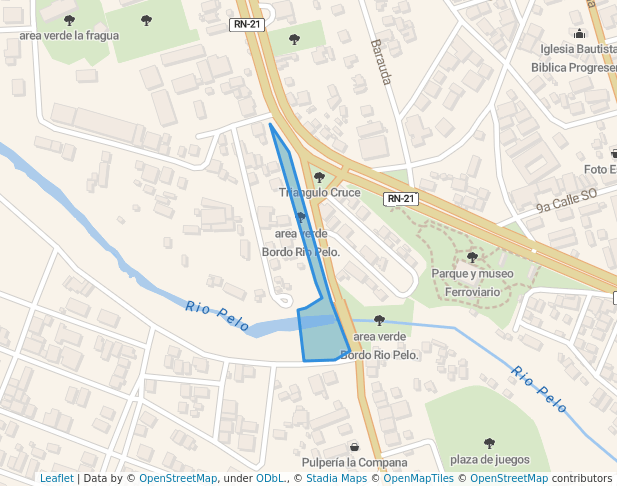 walking in area verde Bordo Rio Pelo. map in El Progreso