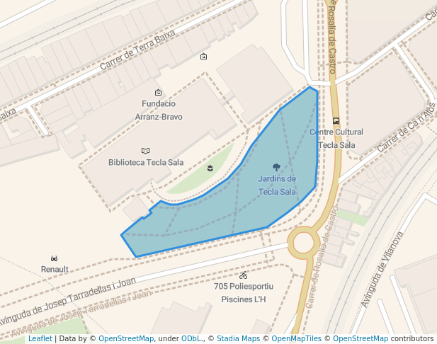 walking in Jardins de Tecla Sala map in L'Hospitalet de Llobregat