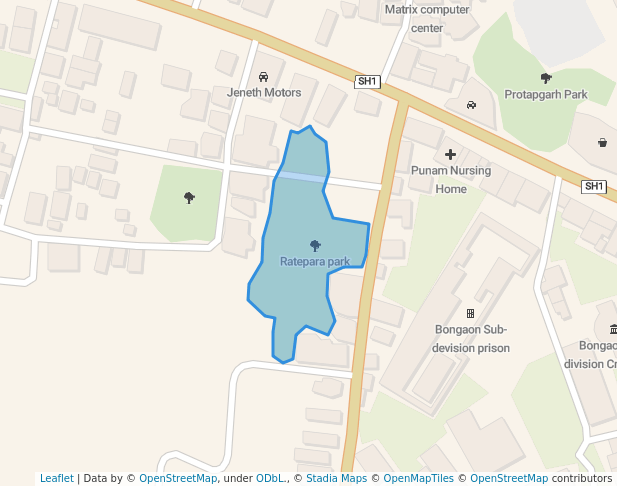 walking in Ratepara park map in Bangaon