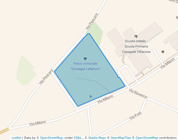 walking in Parco comunale "Giuseppe Lattanzio" map in Villanova