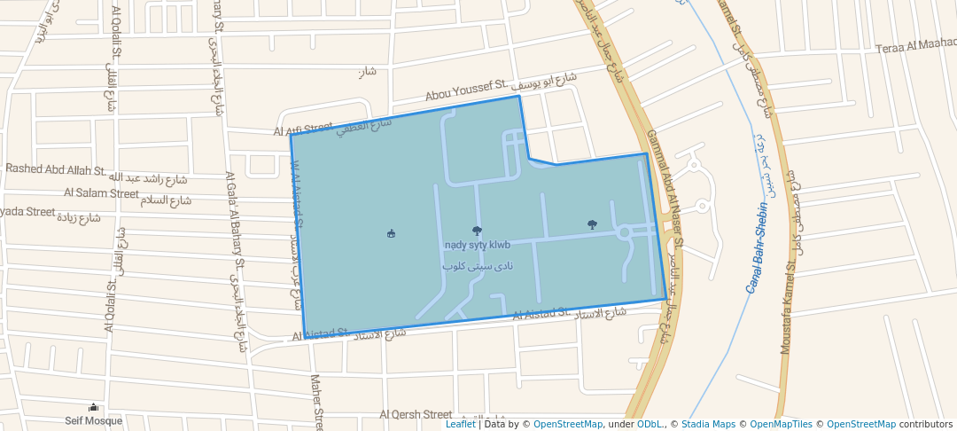 walking in نادى سيتى كلوب map in Shebeen El-Kom