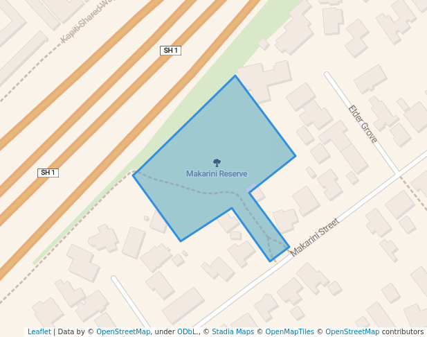 walking in Makarini Reserve map in Paraparaumu