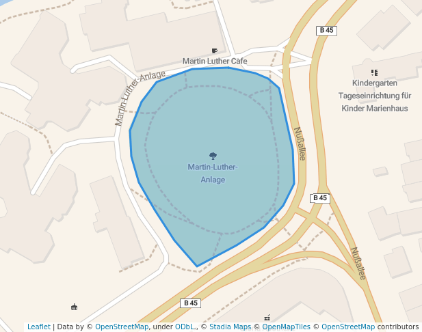 walking in Martin-Luther-Anlage map in Hanau