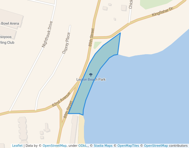 walking in Legion Beach Park map in Osoyoos