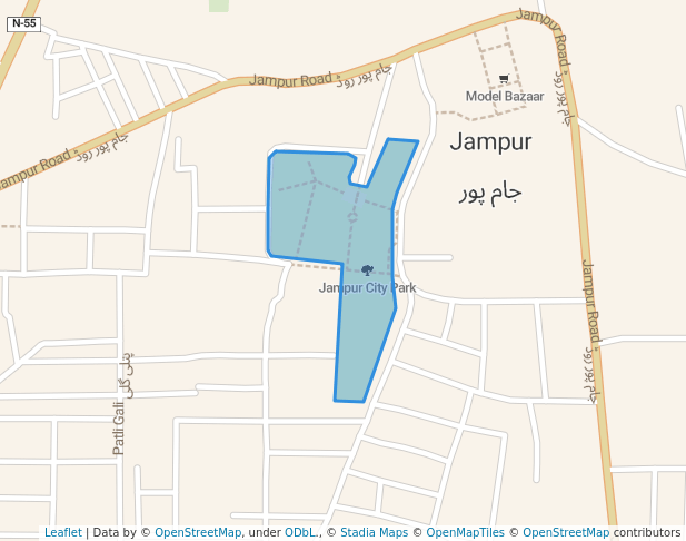 walking in Jampur City Park map in Jampur