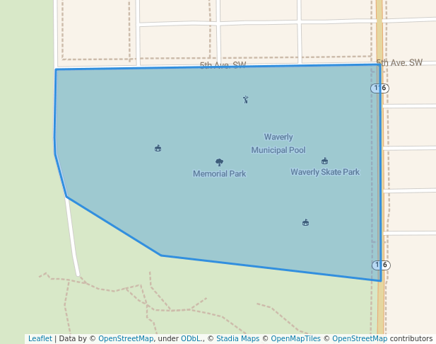 walking in Memorial Park map in Waverly