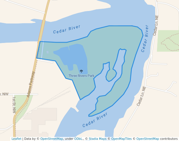 walking in Three Rivers Park map in Waverly