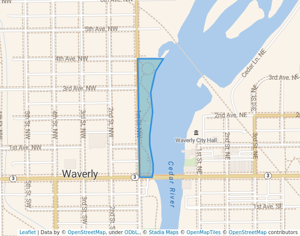 walking in Kohlmann Park map in Waverly