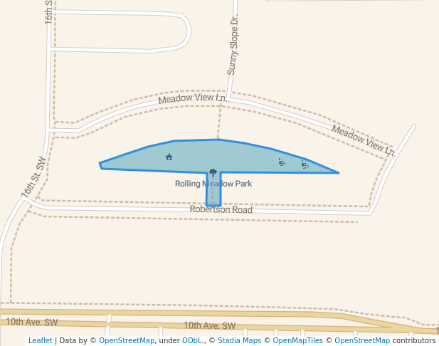 walking in Rolling Meadow Park map in Waverly