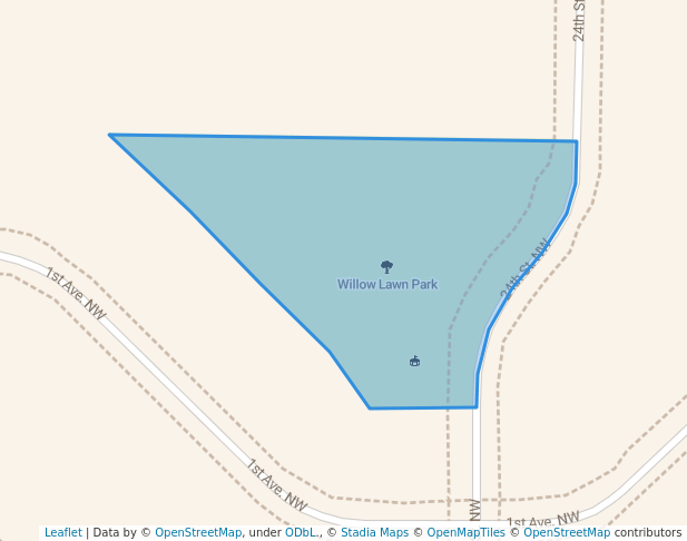 walking in Willow Lawn Park map in Waverly