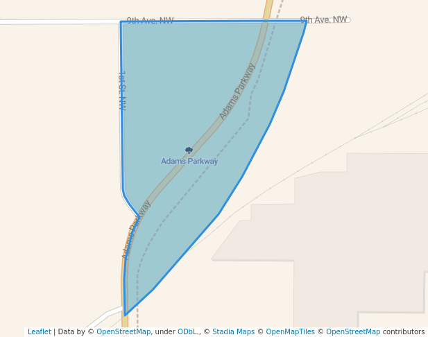 walking in Adams Parkway map in Waverly