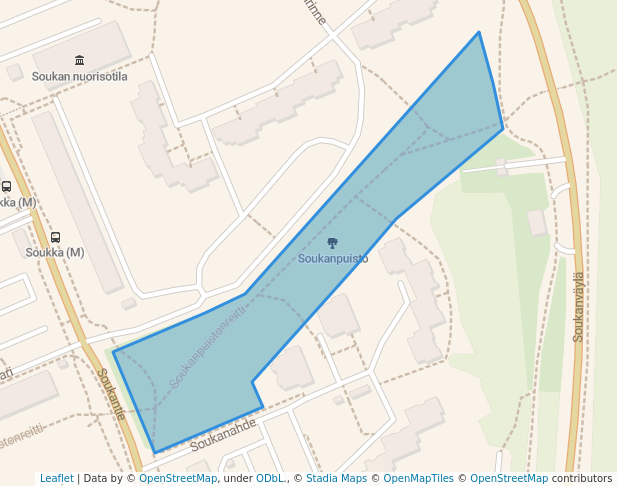 walking in Soukanpuisto map in Espoo