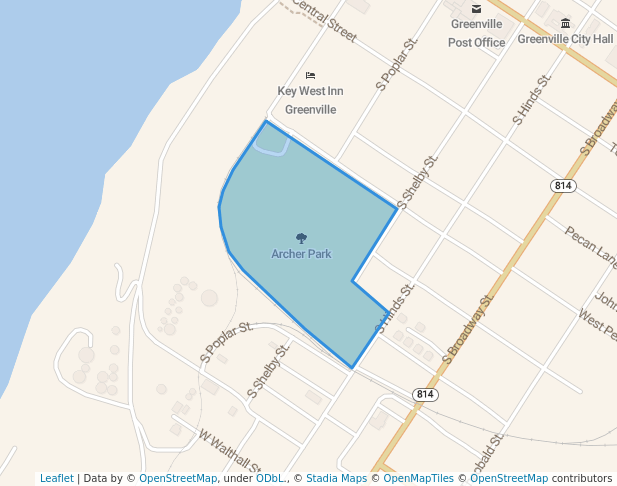 walking in Archer Park map in Greenville