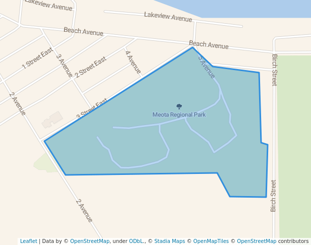 walking in Meota Regional Park map in Meota